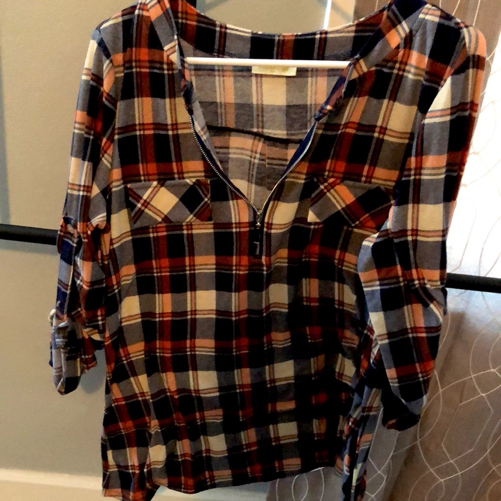 Plaid quarter zip shirt